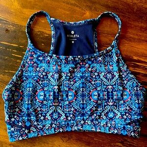 Athleta Sports Bra // Blue & Red Design // M